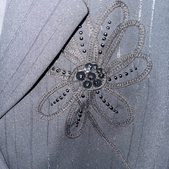 Bob Mackie Black Embroidered Flower Blazer Size 16 - Picture 5 of 5